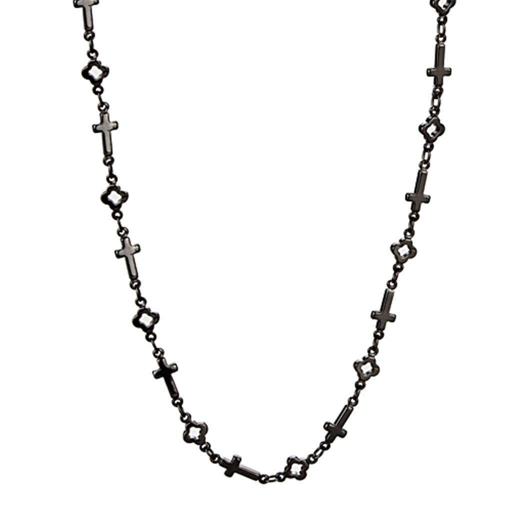 JCE3454 TIN Cobalt Black Brass Necklace with No Stone