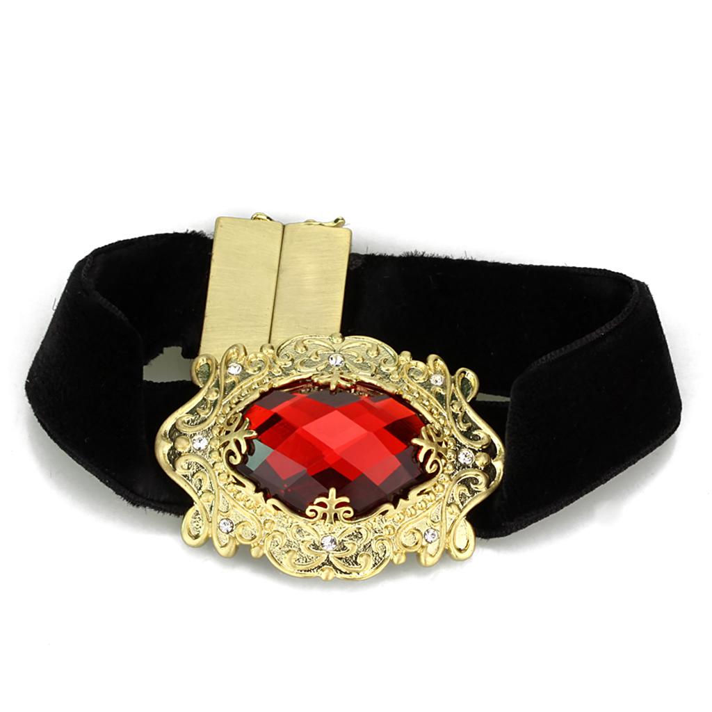 JCE3671 Gold & Brush Brass Bracelet with Synthetic Synthetic Glass in Siam