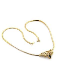 JCE369 Gold Brass Necklace with Top Grade Crystal  in Black Diamond