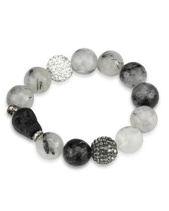 JCE3788 Ruthenium Brass Bracelet with Synthetic Onyx in Multi Color