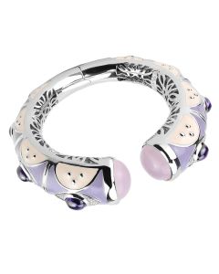 JCE4268 Rhodium Brass Bangle with Synthetic  in Rose