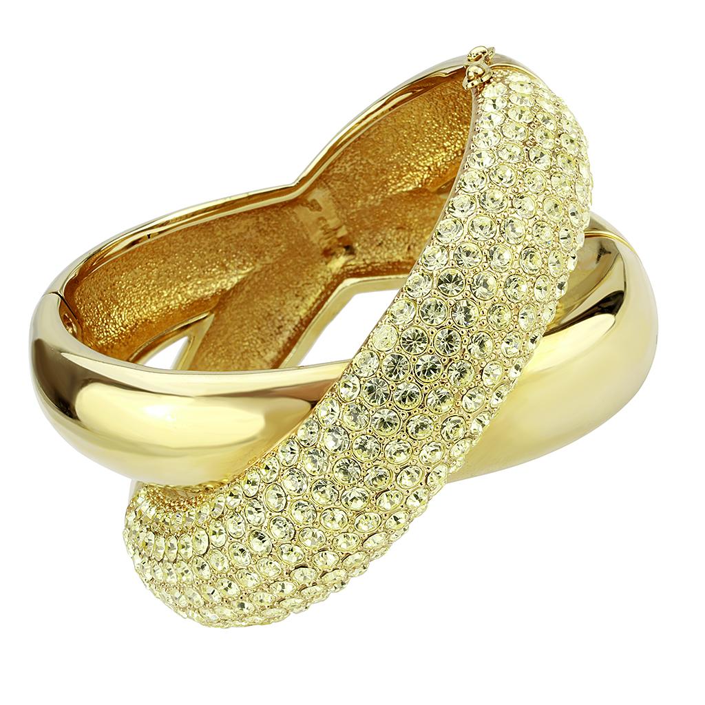 JCE4321 Gold Brass Bangle with Top Grade Crystal  in Citrine Yellow