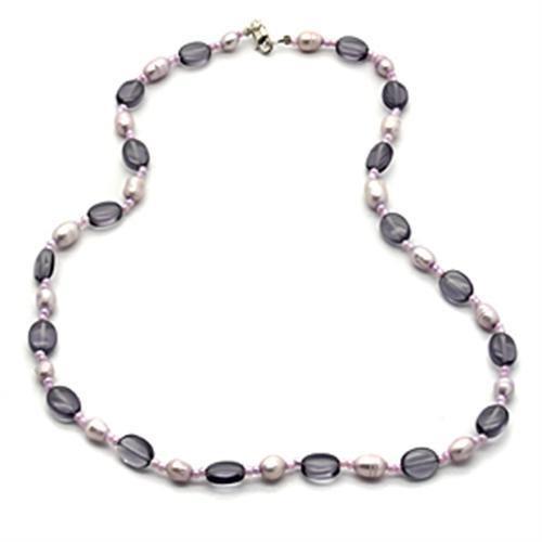 JCES066 Silver 925 Sterling Silver Necklace with Synthetic Synthetic Glass in Amethyst