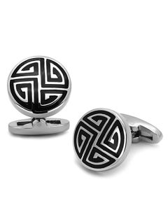 JCE1257 High polished (no plating) Stainless Steel Cufflink with Epoxy  in Jet