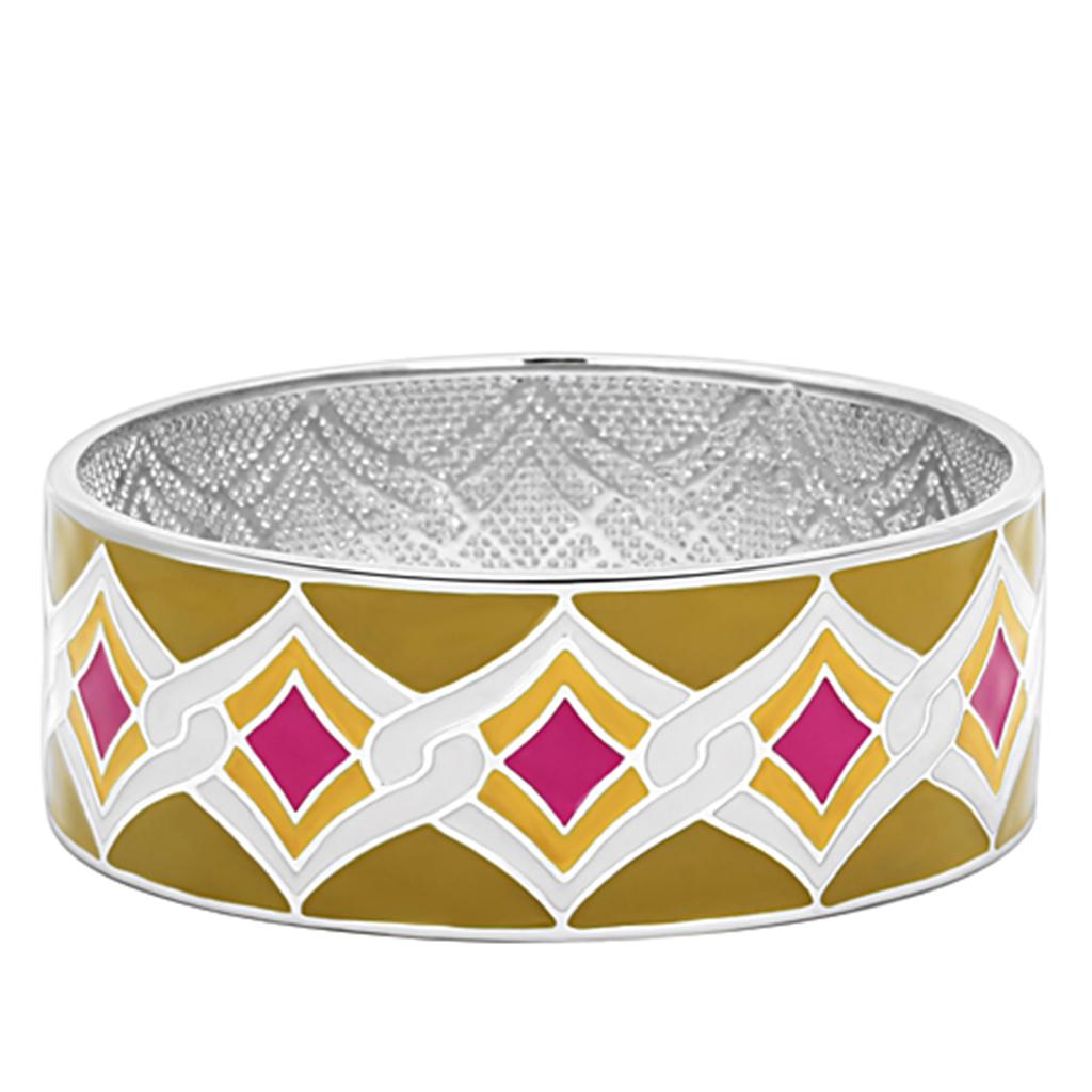JCE291 High polished (no plating) Stainless Steel Bangle with Epoxy  in Multi Color