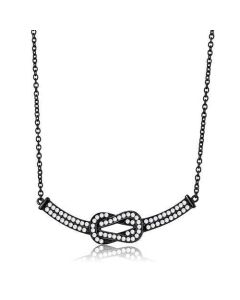 JCE3219 IP Black(Ion Plating) Stainless Steel Chain Pendant with AAA Grade CZ  in Clear
