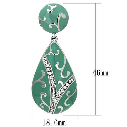 JCE915 High polished (no plating) Stainless Steel Earrings with Top Grade Crystal  in Clear