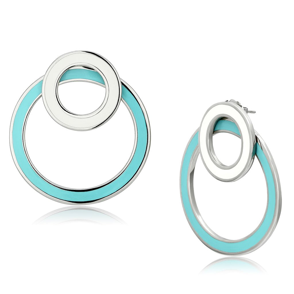 JCE916 High polished (no plating) Stainless Steel Earrings with Epoxy  in Multi Color