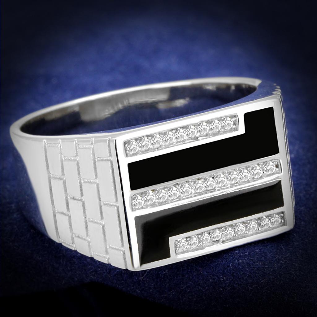JCE387 Rhodium 925 Sterling Silver Ring with AAA Grade CZ  in Clear