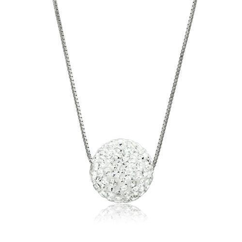 JCE061 Rhodium Brass Chain Pendant with Top Grade Crystal  in Clear